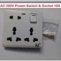 8 Pin Multi with 2 Pin and Double 3 Pin Combined Function Universal Socket with Switch 8Pin Multy. 