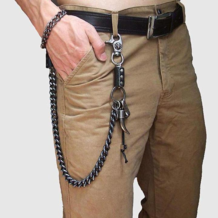Black Tone Pants Chain 2 Lines Curb Chain Punk Jean Mens Waist Chain Jewelry