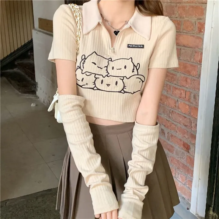 QWEEK%20Women's%20T-shirt%20Japanese%20Korean%20Harajuku%20Y2k%20Preppy%20Style%20Sweet%20Soft%20Girl%20Short%20Sleeve%20T-shirts%20Crop%20Top%20Chic%20Fashion%20-%20Image%204