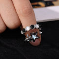 1/2Pcs Fashion Color Blocking Star Rings Imitation Opal Stone Ring Y2k Girls Women Personality Punk Ring Trendy Jewelry Gifts. 