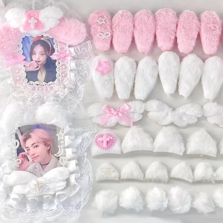 10Pcs%20Sweet%20Plush%20DIY%20Photocard%20Holder%20Handmade%20Material%20Kpop%20Idol%20Photo%20Card%20Holder%20Lace%20Strips%20Cute%20Cartoon%20Ears%20Accessories%20-%20Image%202