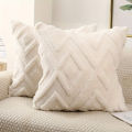 1pc Decorative Faux Wool Throw Pillow Covers Christmas Soft Plush Fuzzy Short Fleece Square Patterned Cushion Cases Solid Pillow.