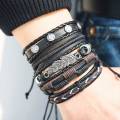 5 Pcs Multilayer Handmade Leather Bracelet For Men Women - Breslet For Women. 