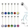 12Pcs Acrylic Flat CZ Gem Bioplast Flexible Pregnancy Navel Belly Button Rings Piercing Charming Navel Bar Body Jewelry 14g.