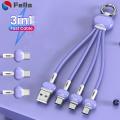 3 In 1 Multi-port Fast Charging Data Cable / 3.4A Mobile Phone Charging Cable with Keychain.