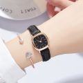 Square Pointer Quartz Watch Minimalist Dial Wristwatch With PU Leather Watchband. 