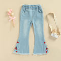 Children's pants girls autumn 2023 new princess foreign children's jeans women's spring and autumn stretch flared pants tide.