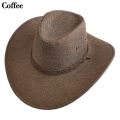 【Support-Cod】 2023 New Linen Men Summer Sun Hats Solid Cool Western Cowboy Hat Outdoor Wide Brim Hat Male Riding Caps for Sun Protection.