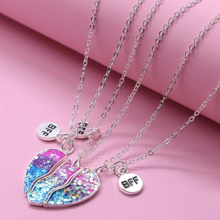 3Pcs/set Peach Broken Heart Pendant for Girls Bestie Friendship