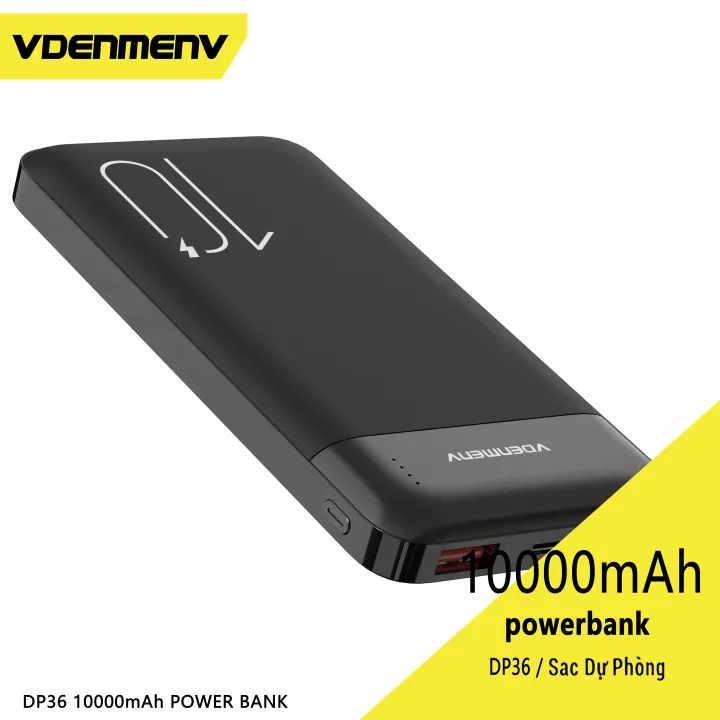 VDENMENV DP36 Power Bank 10000mAh Backup Charger 2 Usb Ports Output Micro Type C Input Compact and Convenient Fast Charging Backup Battery Power Bank