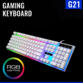 Gaming Keyboard White Color G21 Rgb Lighting Keyboard - Elevate Gaming Setup With Stylish White Rgb Gaming Keyboard. 