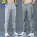 Men's Trousers Spring Summer Thin Green Solid Color Fashion Pocket Applique Full Length Casual Work Pants Pantalon. 