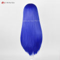 Anime Teruhashi Kokomi Cosplay Wig 60cm Long Blue Straight Wigs Heat Resistant Synthetic Wig Women Role Play Wig + Wig Cap. 