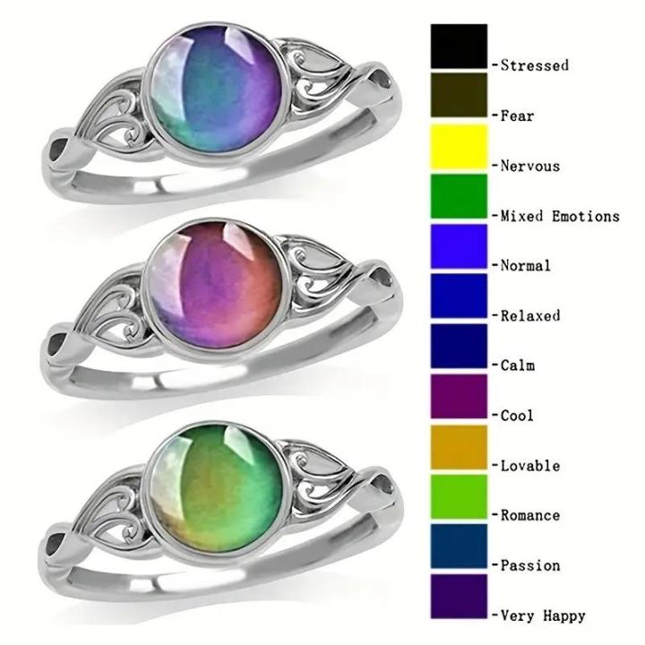 Moon Stone Color Changing Mood Ring, Fashion Jewelry Gifts for Mencosplay
