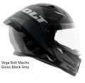 Vega Bolt Bunny Macho Glossy Black Grey full face helmet with dual certification.. 