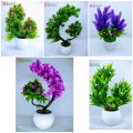 Double Head Artificial flower with green leaves in plastic vases-28cm/11inc - Home Decoration Item - artificial flower. 