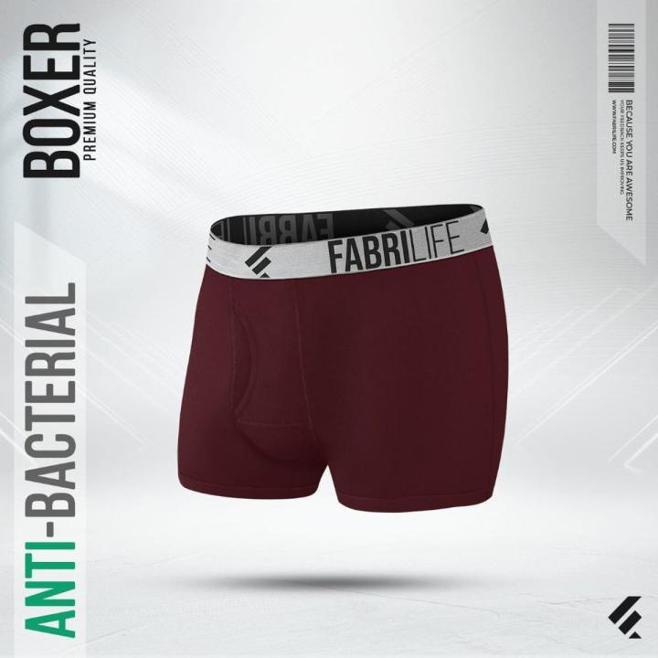 Fabrilife Mens Premium Antibacterial Boxer Brief (Maroon - 1pc)