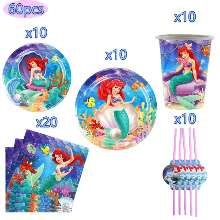 Disney%20Little%20Mermaid%20Ariel%20Princess%20theme%20Disposable%20Tableware%20Happy%20Birthday%20Party%20Decorations%20Kids%20Baby%20Shower%20Girls%20Supplies%20-%20Image%205
