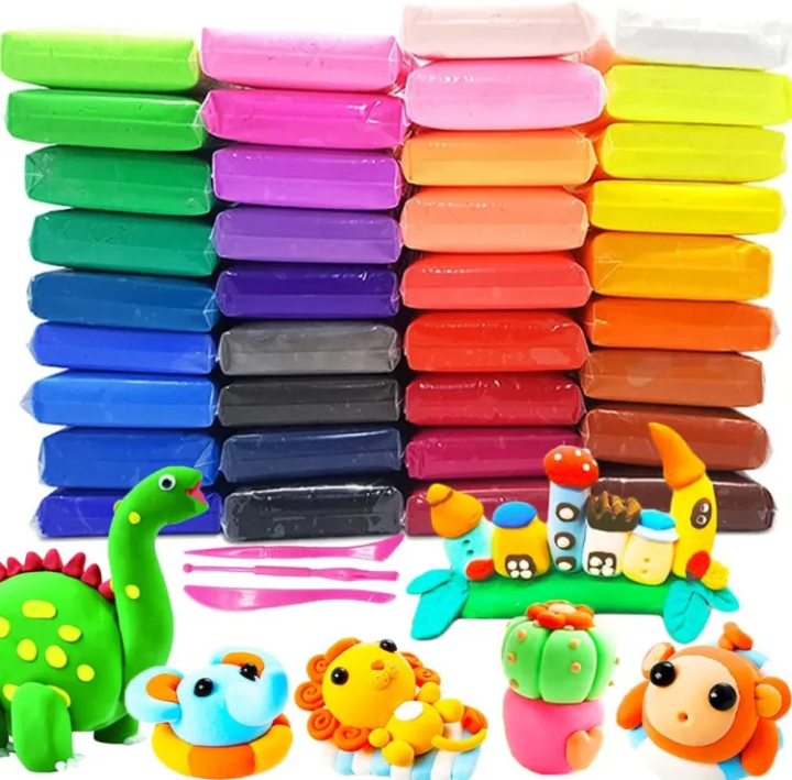 12 Pcs/ 1 Packet Super Light Clay with 1 Tools Air Drying Light Polymer Plasticine Modelling 5D Clay Handmade Educational Toy - 12Pcs