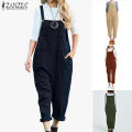 ZANZEA Womens Dungaree Bib Pants Jumpsuit Wide Leg Long Trousers Casual Loose Overalls #15.