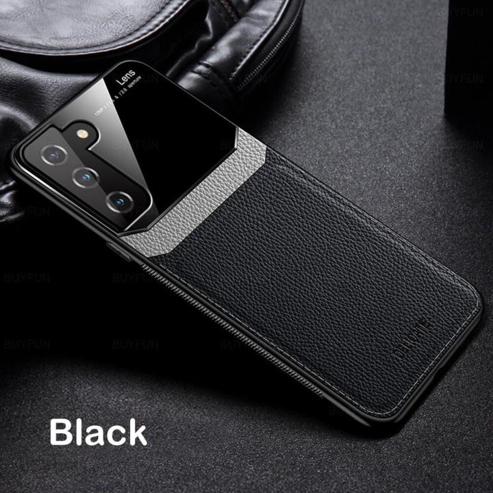 For Samsung Galaxy S21 FE 5G Case Plexiglass Back Protect Leather Cover S21FE 5G Silicone Shockproof Eye Protection Dermatoglyphics Protective Phone Cases Covers