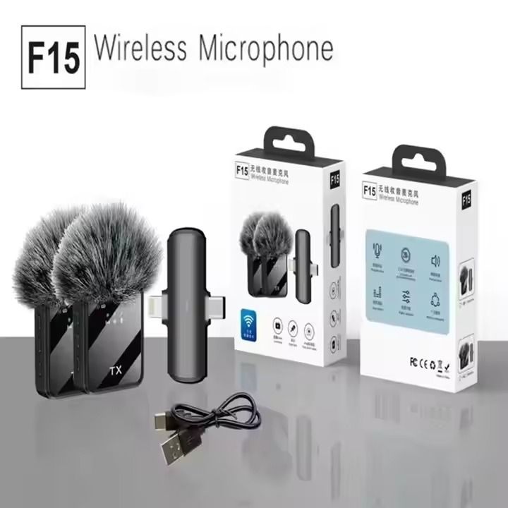 F15-2 New 2Mic Special Wireless Portable Microphone Reduction Reverb Mobile Phone Live Microphone