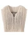 Three-Piece Women's Clothing Summer2023New Crocheted Hollow-out Knitted Vest Outer Wear Bandage Dress Vest Casual Wide-Leg Pants. 