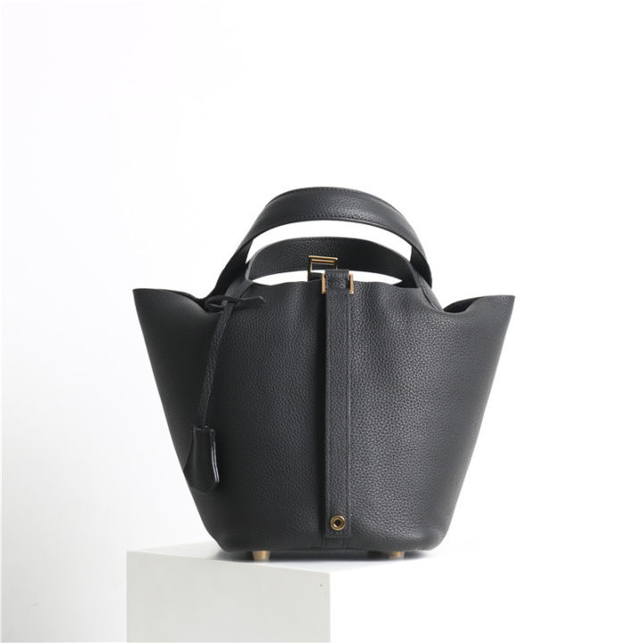 TOGO%20first%20layer%20cowhide%20h's%20vegetable%20basket%202024%20new%20fashion%20soft%20cowhide%20bucket%20bag%20handbag%20-%20Image%204