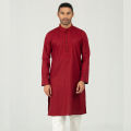 Masculine Semi Fit Embro Panjabi -  Devil Red. 