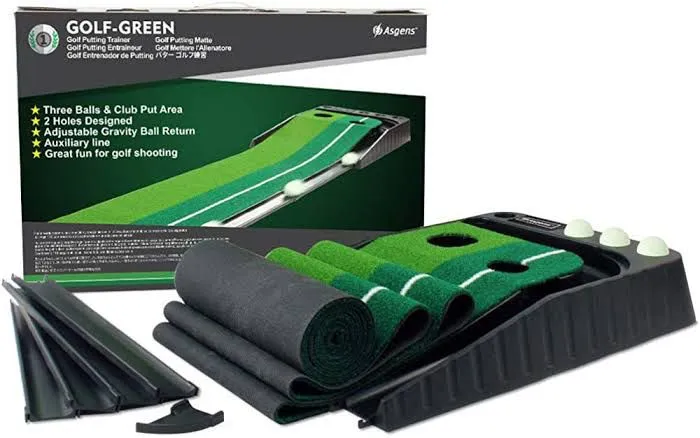Golf%20Green%20Putting%20Mat%20Automatic%20Ball%20Return%20with%203%20pcs%20Ball%20&%20Bat%20-%20Image%202
