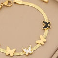 New stainless steel flat chain black and white butterfly necklace earrings bracelet when fashion jewelry. 
