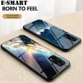 Phone Case Realme 7 Pro Back Cover Starry Moon and Star Tempered Glass Protector Couple Phone Cases for Realme 7 Pro Case. 
