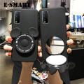 Phone Case Vivo Y20S Back Cover Cute Cartoon Camera Stand Holder Silicone Soft Cases for Vivo Y20S Makeup Mirror Phone Cover Case.