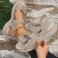 New Brand Hook Loop Sandals Women Summer Leather Light Leisure Wedge Platform Shoes Blue Girls Outside Anti-slide Apricot 42.