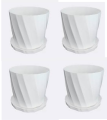 Camelia White Planter 6 Inchi 4 Pcs with Tray. 