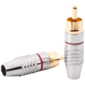 RCA Male Plug Adapter, Audio Phono Gold Plated Solder Connector,Hi End - 18-Pack,Silver.