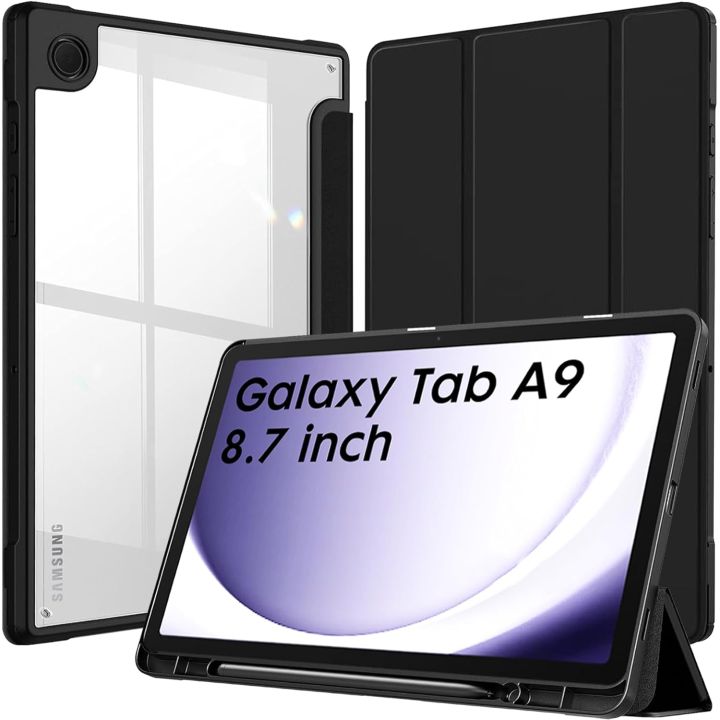 EVO%20Crystal%20Folio%20Case%20Cover%20for%20Samsung%20Galaxy%20Tab%20A9%20Cover%20Case%208.7%20inch,%20Hybrid%20Shell%20Cover%20Case%20for%20Samsung%20Galaxy%20Tab%20A9%20Tablet%20Cover%20%5BSM-X110/X115/X117%5D%20with%20Transparent%20Back%20-%20Black%20/%20Navy%20Blue%20-%20Image%202