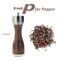 Premium Beech Pepper Mill - Salt and Pepper Grinder - Precision Carbon Steel Rotor Use for peppercorn, sea salt, black pepper-8 inch for pepper. 