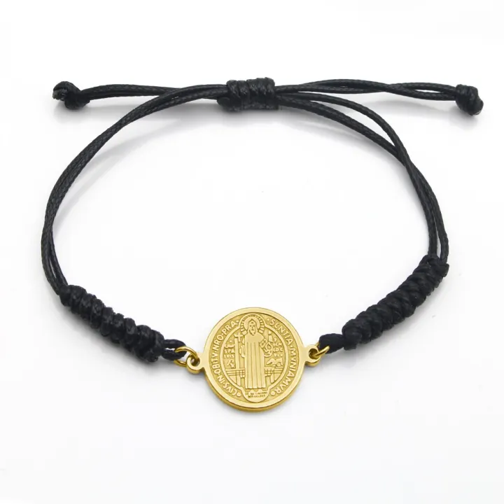 Catholic%20Religious%20Belief%20St.%20Benedict%20Cross%20Stainless%20Steel%20Bracelets%20Manual%20Chinese%20Knot%20Bracelets%20Men%20Adjustable%20Jewelry%20Gift%20-%20Image%202