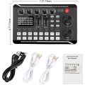 F998 Live Sound Card Audio Mixer Podcast, Voice Changer for Sound Effects Board for Microphone Karaoke. 
