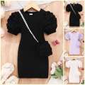 2024 Midi Kids Clothes Summer Short Sleeve Baby Girl Bodycon Dress Party Children Wrap Tight Dresses 3 4 5 6 7 8 Years.