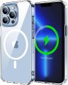 For Apple iPhone 13 Pro Max MagSafe Compatible Shockproof Transparent Slim Fit Wireless Charging supported Frosted Border Phone Back Case Mobile Cover-ELF.