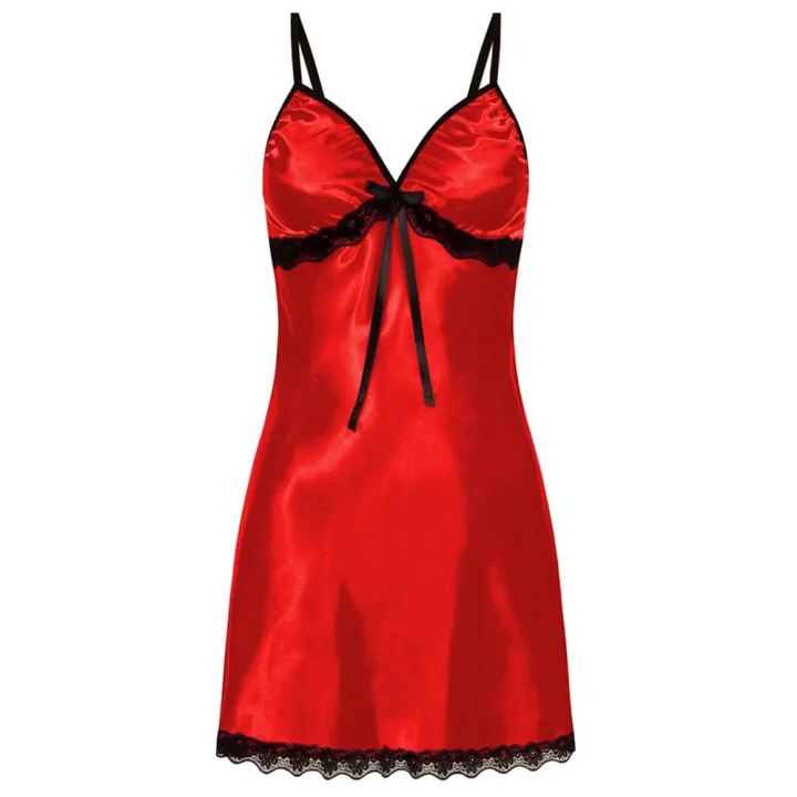 Women%20%20Floral%20Lace%20Trim%20Bowknot%20Dress%20Sleepwear%20Spaghetti%20Strap%20Nightwear%20Night%20Dress%20For%20Women%20-%20Image%202