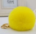 8cm Genuine Real Rex Rabbit Fur Ball Golden Color Keychain Cute Lapin Car Keyring Bag Pendant Pom Fluffy Key Chains.