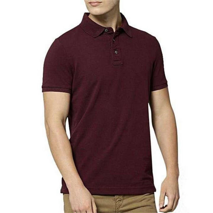 Maroon Cotton Polo For Men - Polo T Shirt For Men