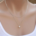 Trendy Double Layer Pearl Pendant Necklace for Women New Collection - Necklace for Girls Stylish - Necklace for Girls Simple/ Charming Women's Choker Chain. 