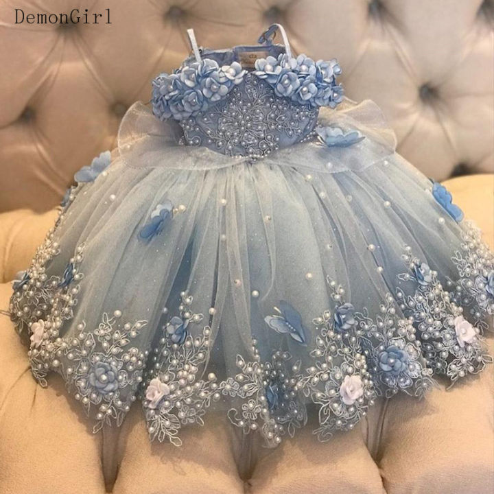 Light Sky Blue Baby Girl Dresses For Birthday Party Ball Gowns - Main Image