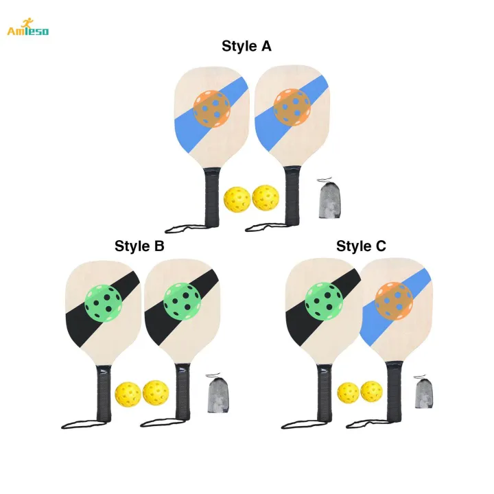 Wooden%20Pickleball%20Paddles%20Set%20with%20Beginner%20Racket%2040cm%20Long%2019cm%20Wide%202%20Paddles%202%20Pickle%20Balls%20Portable%20-%20Image%203