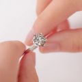 Classic Six Claw S925 Silver Plated Simulation Diamond Cut Woman Ring.