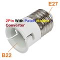 2PCS- Electric Light Bulb Converter 2 Pin Holder to Patch Holder Converter Plug Contact Lamp holder- B22 Pin Type E27 Patch Converter Holder. 